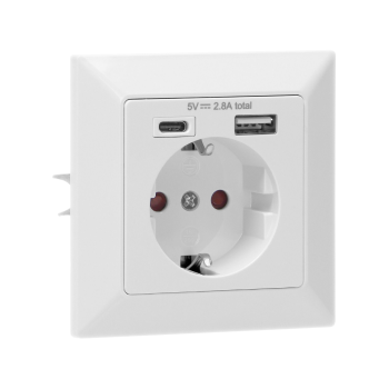 GNIAZDO ELEKTRYCZNE Z ŁADOWARKĄ USB (A+C) ORNO OR-AE-13232(GS) SCHUKO