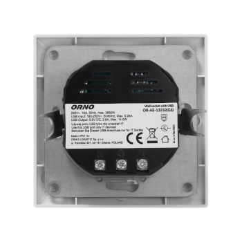 GNIAZDO ELEKTRYCZNE Z ŁADOWARKĄ USB (A+C) ORNO OR-AE-13232(GS) SCHUKO