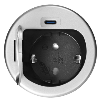 GNIAZDO MEBLOWE POJEDYNCZE SCHUKO ORNO OR-GM-9040(GS) KABEL 1,9m Ø6cm USB