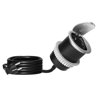 GNIAZDO MEBLOWE POJEDYNCZE SCHUKO ORNO OR-GM-9040(GS) KABEL 1,9m Ø6cm USB