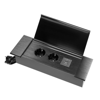 GNIAZDO MEBLOWE 2x2P+Z SCHUKO ORNO OR-GM-9048(GS)/B 2xUSB KABEL 1,5m