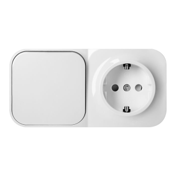 ŁĄCZNIK JEDNOBIEGUNOWY + GNIAZDO POJEDYNCZE ToDo ORNO OR-OE-7207(GS)/W NATYNKOWE SCHUKO P20 2P+Z 1 SZT.