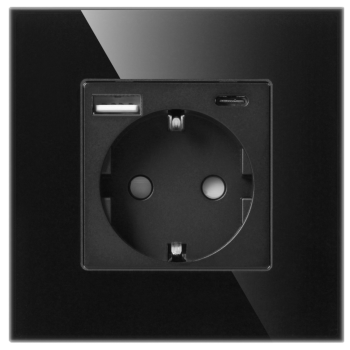 POJEDYNCZE GNIAZDO 2P+Z SCHUKO ORNO OR-AE-13308(GS)/B 2x USB PODTYNKOWY IP20