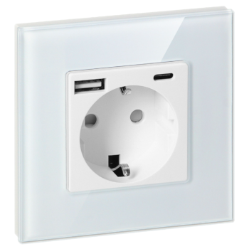 POJEDYNCZE GNIAZDO 2P+Z SCHUKO ORNO OR-AE-13308(GS)/W 2x USB PODTYNKOWY IP20