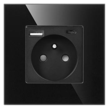 POJEDYNCZE GNIAZDO 2P+Z ORNO OR-AE-13308/B 2x USB PODTYNKOWY IP20