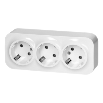 GNIAZDO POTRÓJNE 3x2P+Z SCHUKO ORNO OR-OE-7209(GS)/W/10 NATYNKOWE IP20