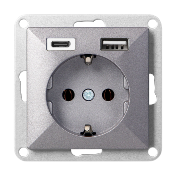 GNIAZDO POJEDYNCZE PEARL ORNO OR-OE-7705(GS)/USBAC/A + ŁADOWARKA 2xUSB PODTYNKOWE IP20 5szt