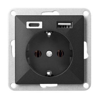 GNIAZDO POJEDYNCZE PEARL ORNO OR-OE-7705(GS)/USBAC/B + ŁADOWARKA 2xUSB PODTYNKOWE IP20 5szt