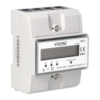3-FAZOWY WSKAŹNIK ZUŻYCIA ENERGII VIRONE EM-3 80A DIN