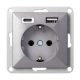 GNIAZDO POJEDYNCZE PEARL ORNO OR-OE-7705(GS)/USBAC/A + ŁADOWARKA 2xUSB PODTYNKOWE IP20 5szt