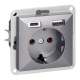 GNIAZDO POJEDYNCZE PEARL ORNO OR-OE-7705(GS)/USBAC/A + ŁADOWARKA 2xUSB PODTYNKOWE IP20 5szt