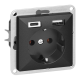 GNIAZDO POJEDYNCZE PEARL ORNO OR-OE-7705(GS)/USBAC/B + ŁADOWARKA 2xUSB PODTYNKOWE IP20 5szt