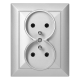 GNIAZDO PODWÓJNE PEARL 2x 2P+Z ORNO OR-OE-7706/K/G PODTYNKOWE IP20 10szt