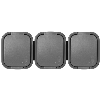 GNIAZDO POTRÓJNE Z KLAPKĄ NATYNKOWE OR-OE-7809/G ORNO  3x2P+Z IP54 5szt