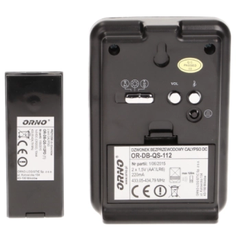 DZWONEK BEZPRZEWODOWY BATERYJNY ORNO CALYPSO OR-DB-QS-112 120m DC